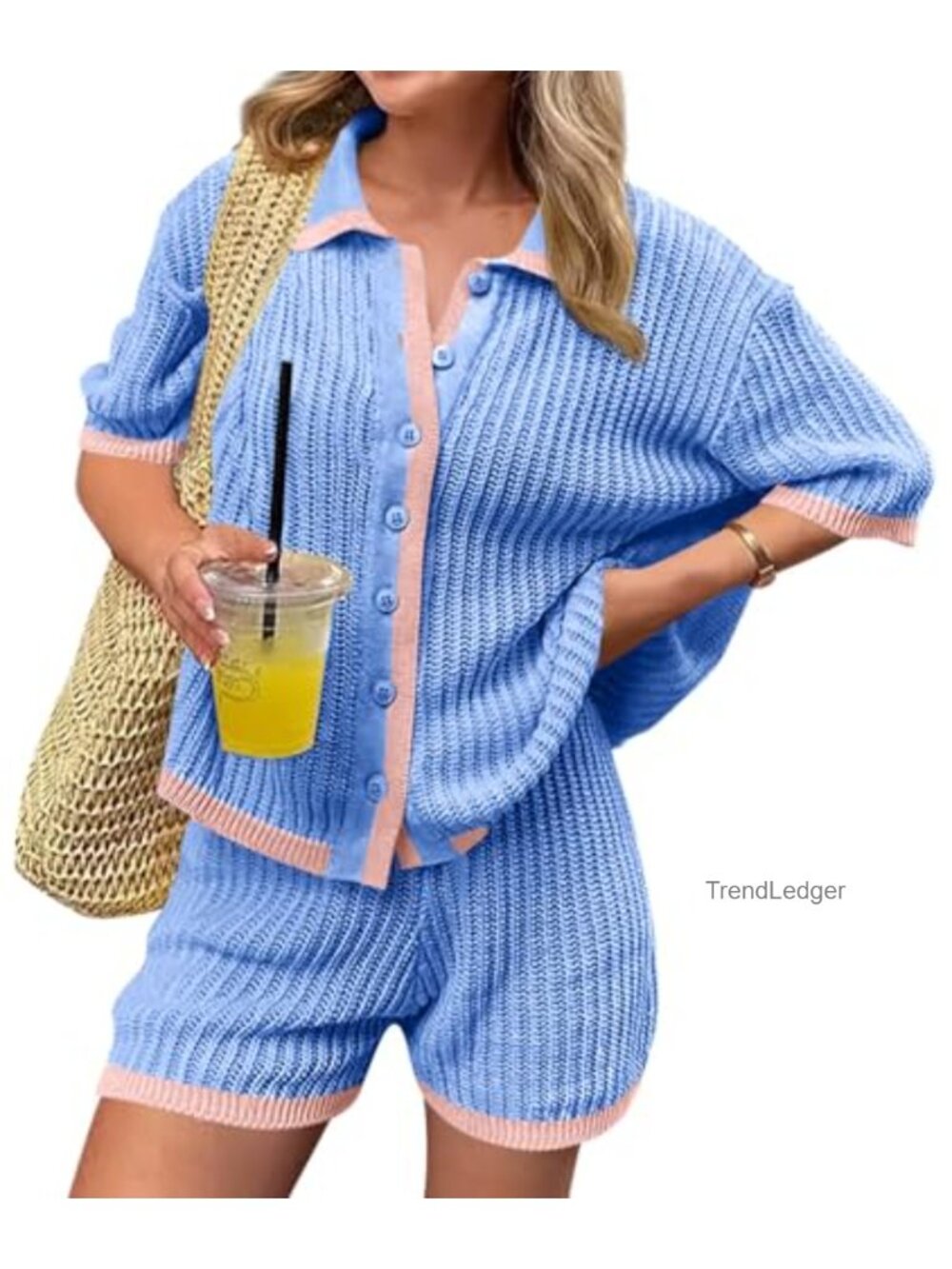 2 Piece Short Set Knit Crochet Lounge Wear Vacation Outfit